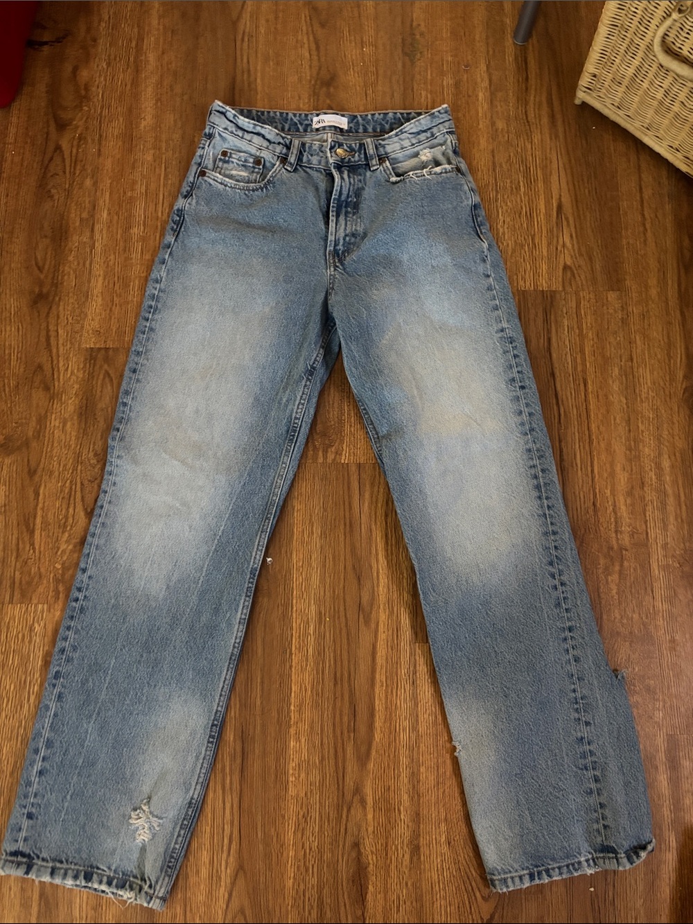 Zara Light Blue Straight-Leg Jeans